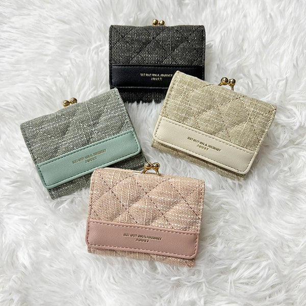 J7231 ツイードキルトがま口財布