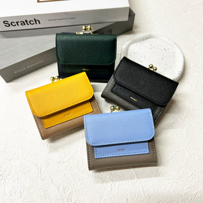 J7271 角シボ配色がま口財布
